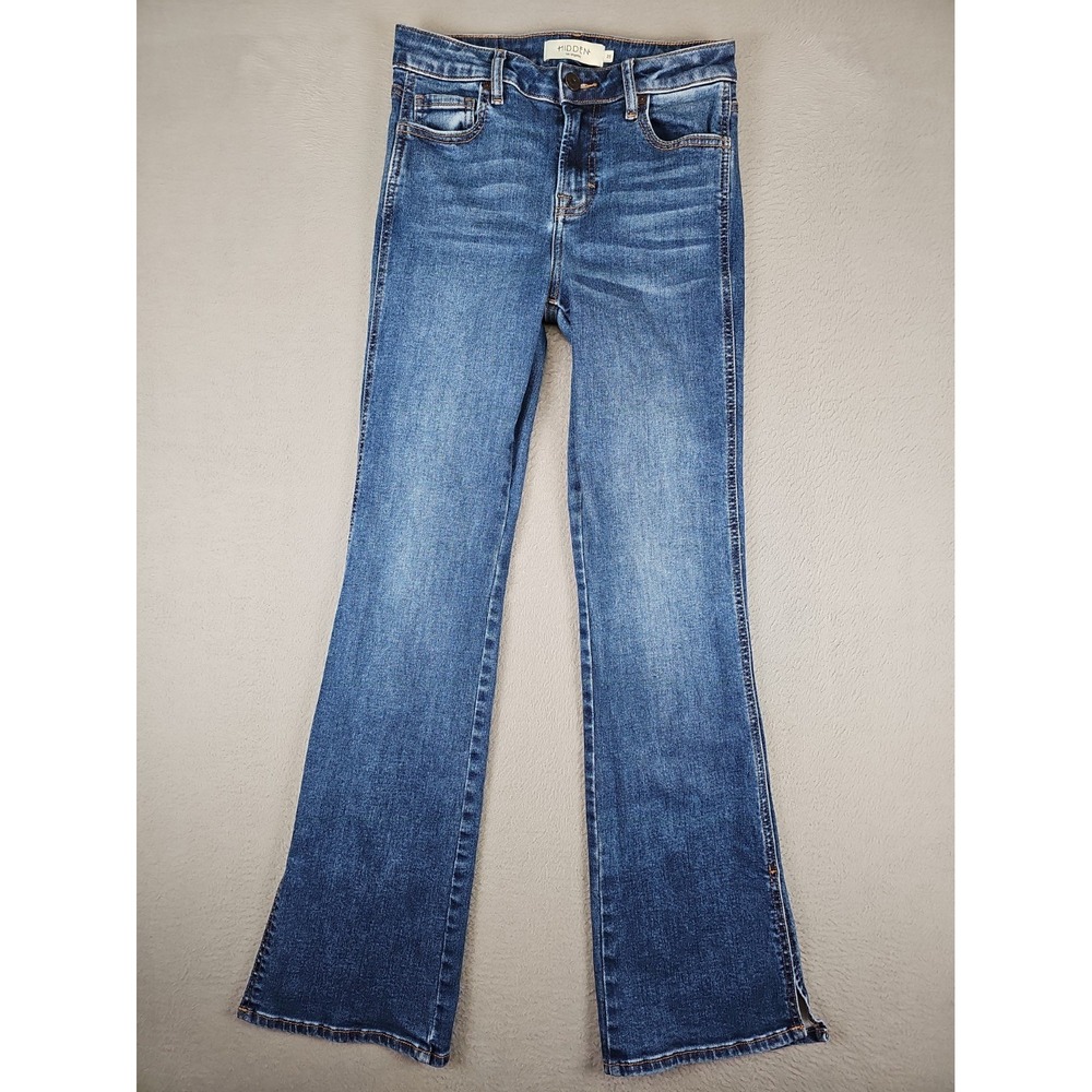 Hidden Jeans Ryan High Rise Bootcut with Side Slit SIze 25x30 Blue Stretch Denim